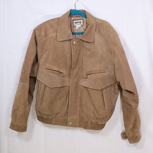 MTO International Bomber Jacket‎ Mens Large Brown Suede Leather Vintage 90s